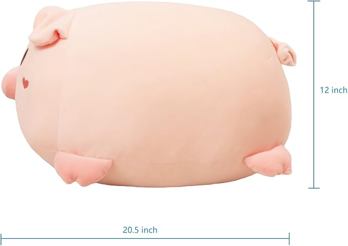 YESGIRL 20.5 inch Super Soft Pig Plush Pillow, Adorable Stuffed Animal Toy, Chubby Kawaii Pig Plushie for Boys Girls, Cute Room Decor Fat Animals Pillow, Kids Gifts for Birthday,Valentine,Christmas