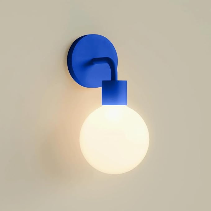 Poplight Wireless Wall Sconce (Shark Tank) Rechargeable & Dimmable LED Light w/App Control & Damage-Free Install, Moveable Modern Ambient Lighting for Elegant Home & Bedroom Decor | Blue