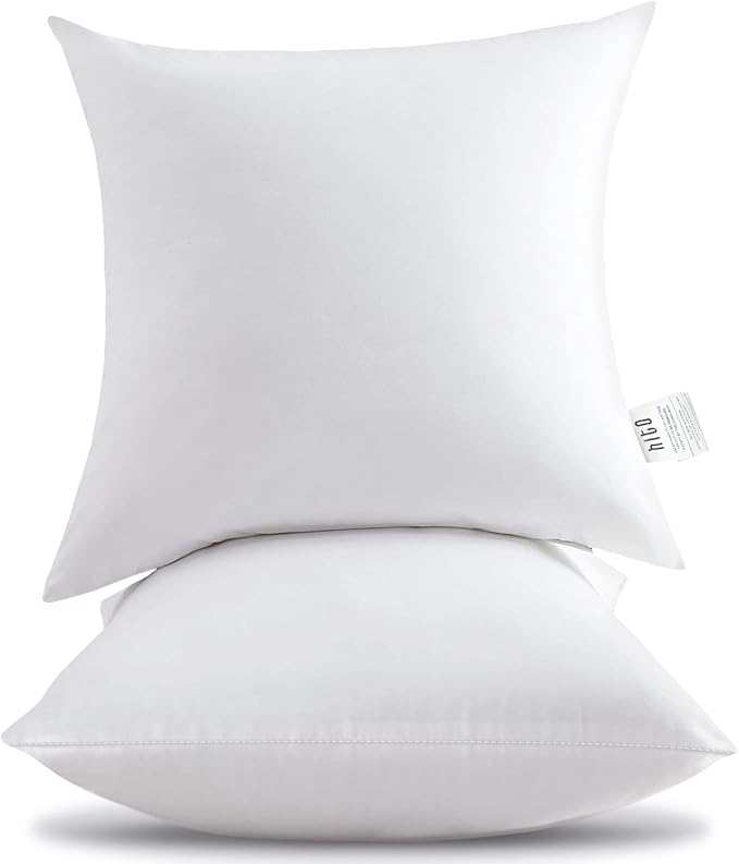 HITO 26x26 Pillow Inserts (Set of 2)- 100% Cotton Covering Down Alternative Throw Pillows White for Couch Bed Sofa
