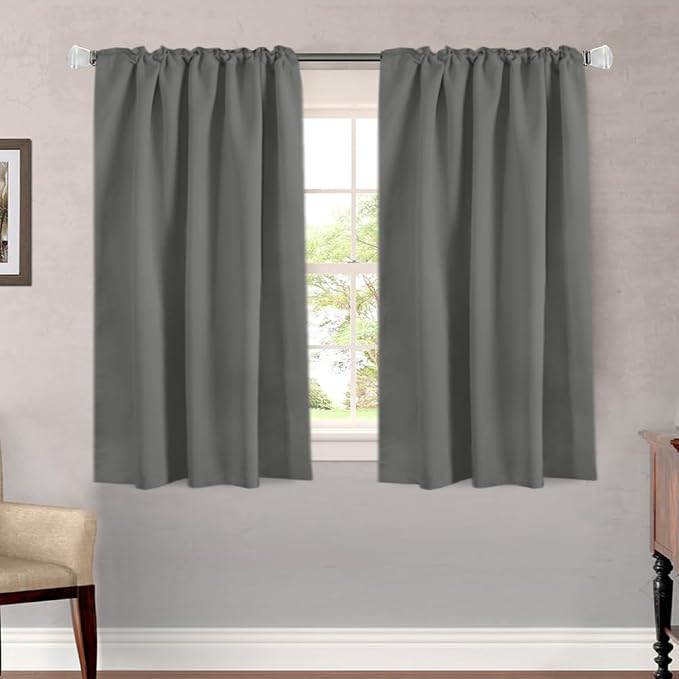 H.VERSAILTEX Blackout Curtains Thermal Insulated Window Treatment Panels Room Darkening Blackout Drapes for Living Room Back Tab/Rod Pocket Bedroom Draperies, 52 x 45 Inch, Bluish Gray, 2 Panels