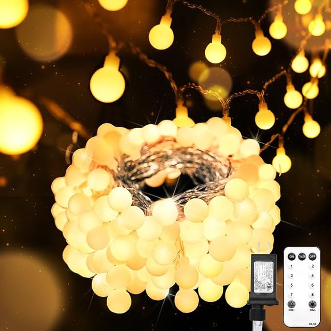 suddus 76ft Connectable Globe String Lights Plug in Remote Warm White | 200 Led Hanging Fairy Lights With Timer,String Lights for Bedroom for Bedroom, Dorm, Classroom,Indoor,Outdoor Decor