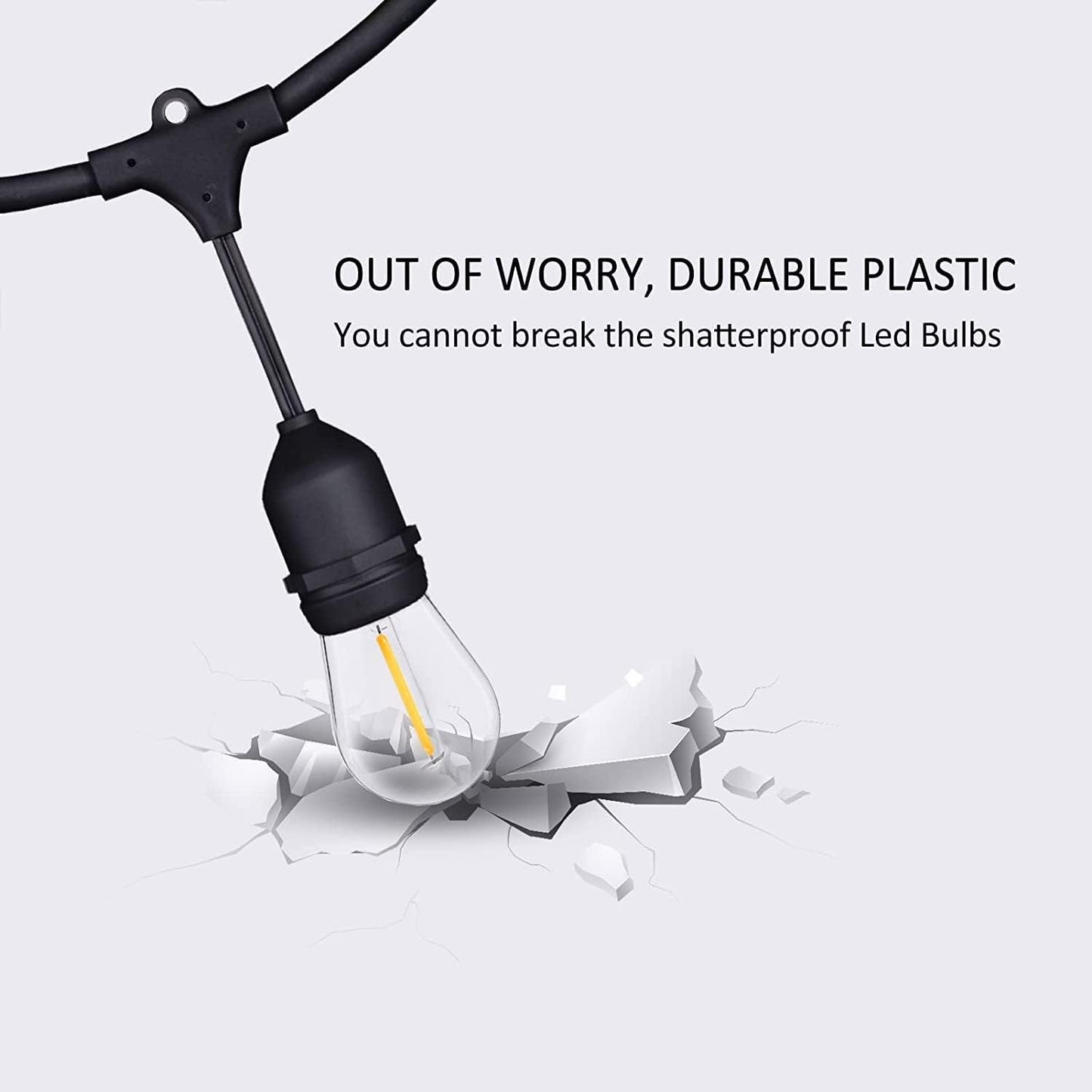 200FT String Lights for Outside LED Patio Lights Outdoor Waterproof with 63 Shatteproof Edison Lights Outdoor String Lights 2200K for Patio Gazebo Pergola Café