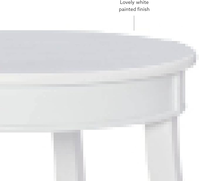 Powell Furniture Powell Round Shelf, White Table, 18" x 18" x 22" Tall