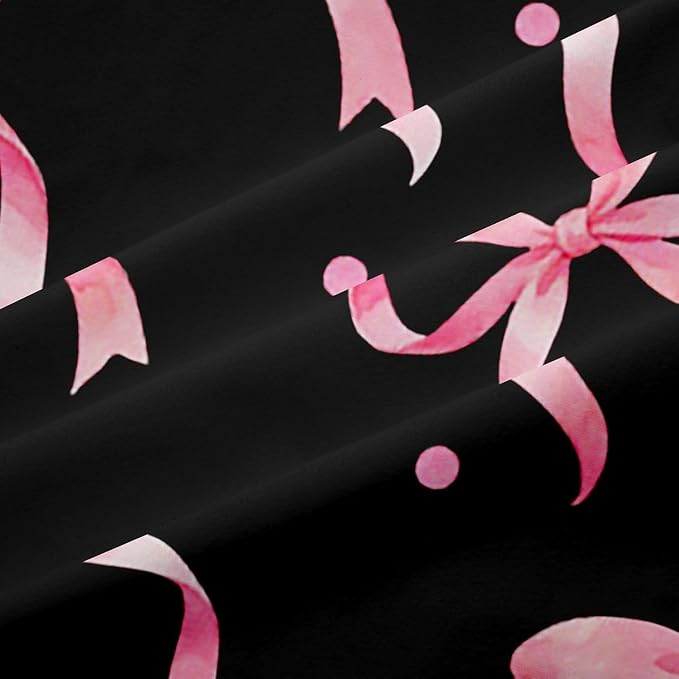 Feelyou Girls Bow Curtains for Bedroom Living Room Black Pink Bowknot Blackout Shades Kawaii Cute Princess Style Room Darkening Curtain Coquette Aesthetic Window Treatments, 2 Panels 52 x 63 Inch