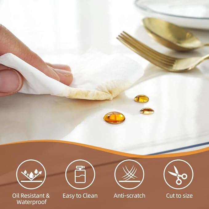 Warmstar Clear Table Cover Protector 40 x 112 Inch,1.5mm Thick Plastic Table Cover Rectangle,PVC Clear Table Protector,Desk Protector Mat for Kitchen, Dresser, Writing Desk，Dining Room Table
