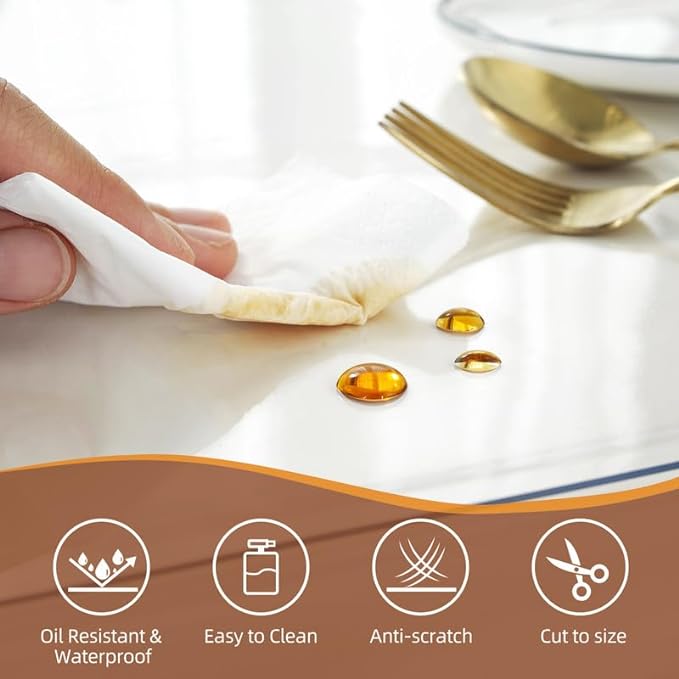 Warmstar Clear Table Cover Protector 20 x 54 Inch,1.5mm Thick Plastic Table Cover Rectangle,PVC Clear Table Protector,Desk Protector Mat for Kitchen, Dresser, Writing Desk，Dining Room Table
