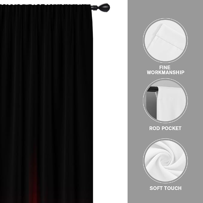 Coxila Red and Black Window Curtains for Bedroom 42 x 63 Inch Thermal Insulated Blackout Ombre Abstract Anime Goth Gothic Funky Cool Spooky Home Bedroom Living Room Treatment Set of 2 Panels Drapes