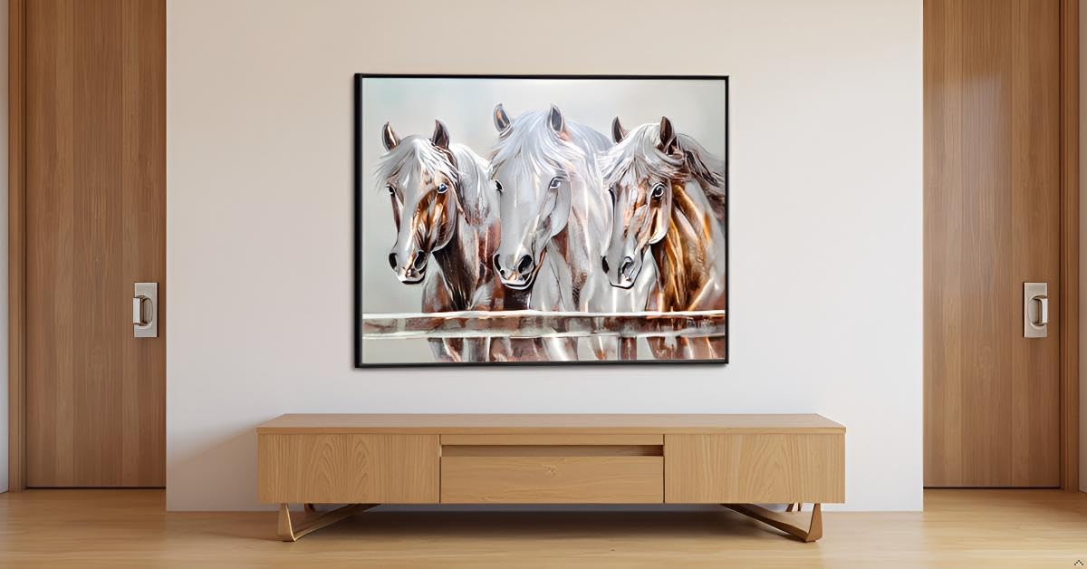 Yihui Arts Rustic Metal Wall Art - Hand Crafted 3D Aluminum Artwork with Three Horse Heads, Modern Wall Sculpture for Home Accent Decor