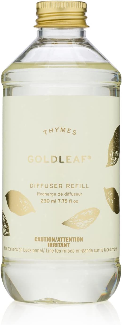 Thymes Reed Diffuser Oil Refill – Fragrance Oil for Diffuser Refill – Flameless Home Fragrance Products – Home Luxury Scents with Notes of Jasmine, Rose, Hyacinth, & Oak Moss (Goldleaf, 7.75 fl oz)