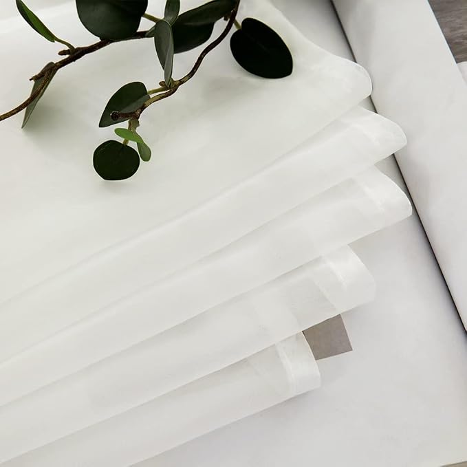 MIULEE 2 Panels Kitchen Tiers Half Window Sheer Curtains Rod Pocket Voile Drapes for Kitchen Bathroom Small Windows 29 by 36 Inch Ivory