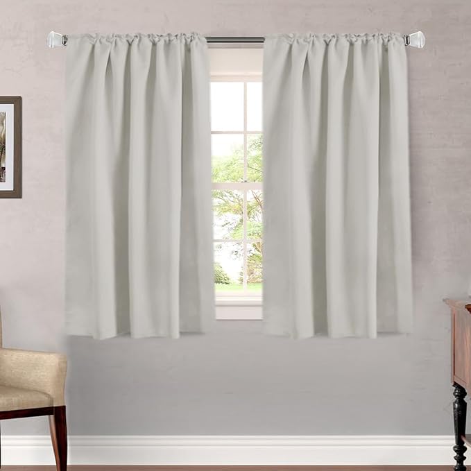 H.VERSAILTEX Blackout Curtains Thermal Insulated Window Treatment Panels Room Darkening Blackout Drapes for Living Room Back Tab/Rod Pocket Bedroom Draperies, 52 x 54 Inch, Ivory/Cream