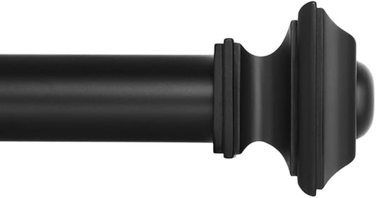 Ivilon Square Designed Style Window Side Curtain Rod, 1 1/8 inch Diameter. 16 to 28 Inch - Black