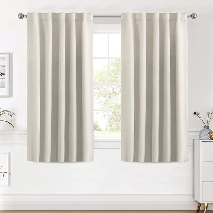 H.VERSAILTEX Light Reducing Curtains Thermal Insulated Window Treatment Panels Room Darkening Privacy Assured Drapes for Living Room Back Tab/Rod Pocket Bedroom Drapes 2 Panels, Ivory - 42 x 54 Inch