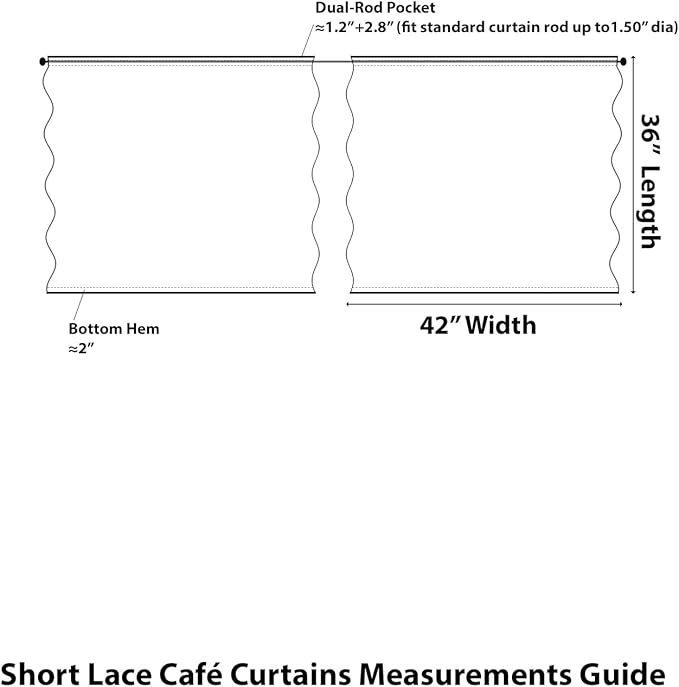 Kotile Sage Green Sheer Curtains 36 Inch Length 2 Panels, Country Rustic Floral Design Spring Short Sheer Curtains for Windows, Rod Pocket Privacy Lace Cafe Curtains, 42 x 36 Inch Each, Sage Green