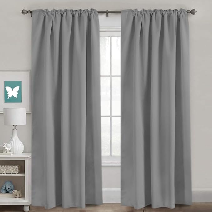 H.VERSAILTEX Blackout Curtains Thermal Insulated Window Treatment Panels Room Darkening Blackout Drapes for Living Room Back Tab/Rod Pocket Bedroom Draperies, 52 x 96 Inch, Grey, 2 Panels