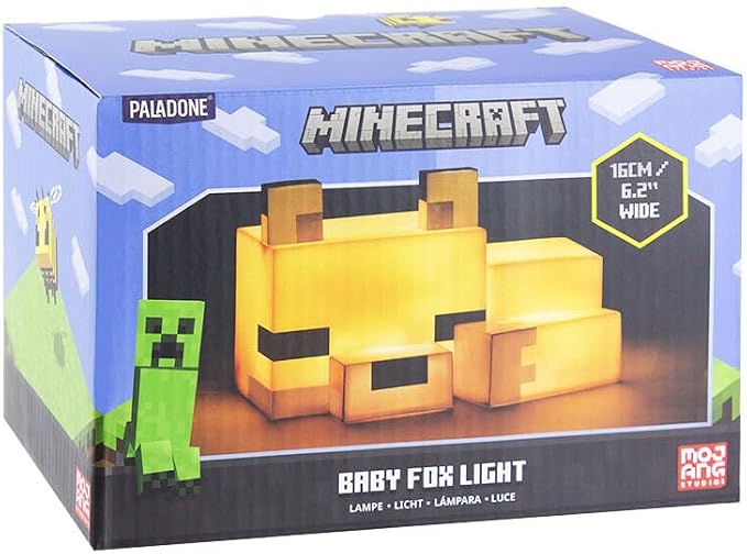 Paladone Minecraft Fox Night Light - Officially Licensed Cute Lamp, Gifts for Boys & Girls, Gaming Room Accessories & Décor for Kids Bedroom