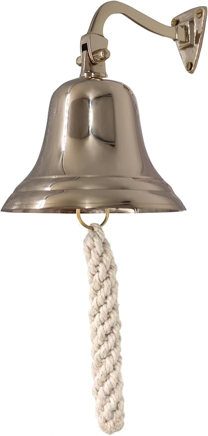 5" Solid Brass Bell Quality Marine Wall Mounted Ship Hanging Bell Perfect for Dinner, Indoor, Outdoor, School, Bar, Reception, Last Order & Church by The Metal Magician