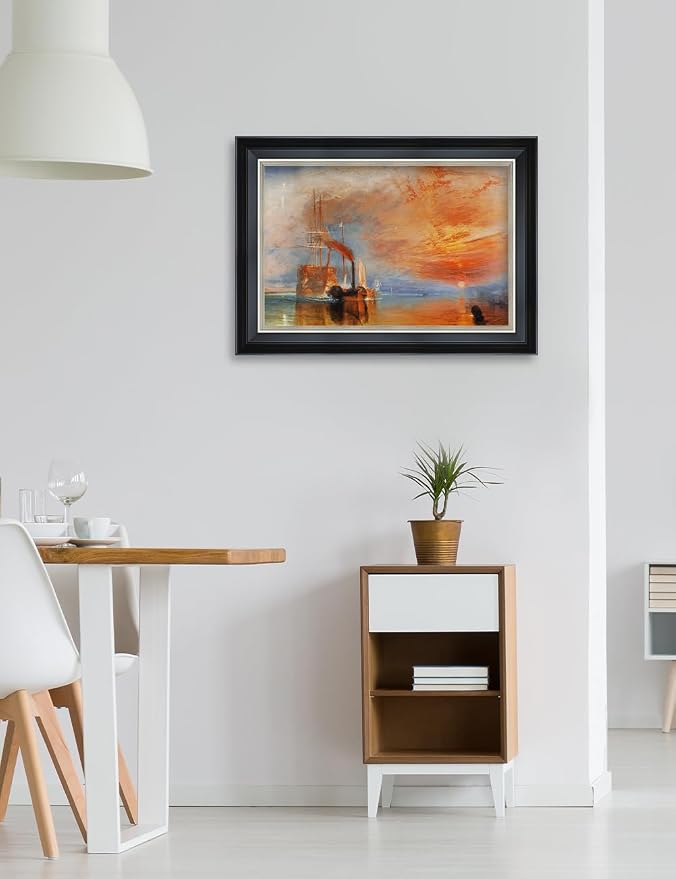 DECORARTS - The Fighting Temeraire by William Turner. Giclee Print on Canvas. Oil Painting Reproduction with Framed Wall Art. Ideal for Home and Office Decor. Total Size w/Frame: 15.25x21.25