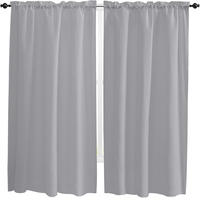 72 Inch Long Tier Curtains for Kitchen, Solid Color Gray Bathroom Window Curtains Rod Pocket Short Curtains Window Treatment Tiers for Living Room Farmhouse 2 Panels