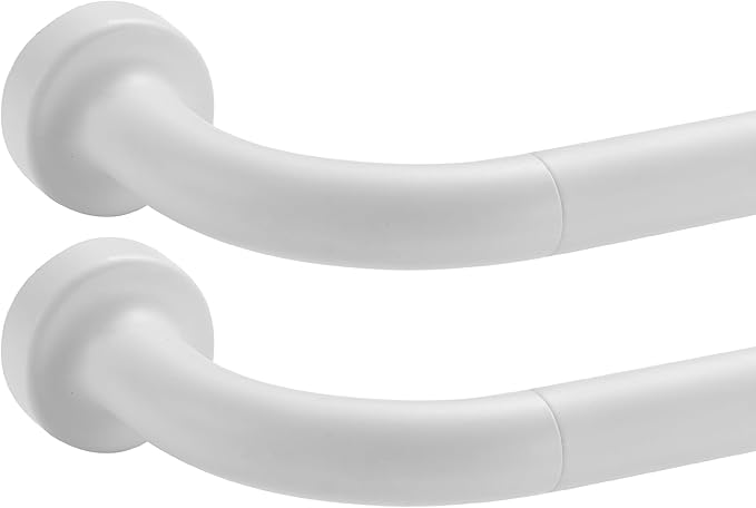 2 Pack Matte White Disc Curtain Rods, 28-48 Inches Window Curtain Rod,Adjustable Room Darkening Drapery Rod with Aluminum Finials and Brackets,Wrap Around Design