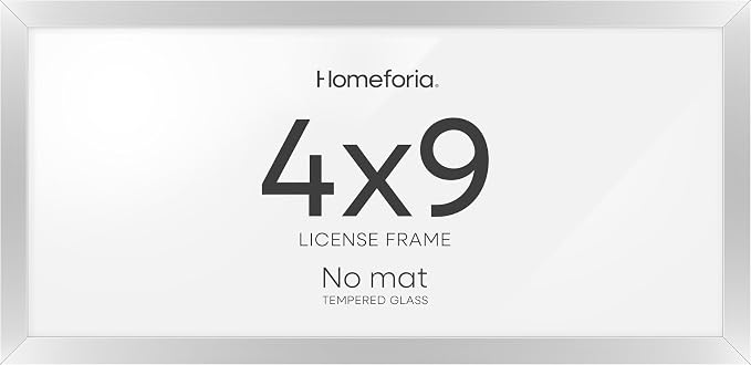 Homeforia 4x9 Business License Frame, High End Metal 4 x 9 Silver Certificate Frame with Real Glass, 9x4 Document Frames for Wall or Tabletop, 4 by 9 Picture Frames, Tempered Glass, Wall Kit, Set of 3