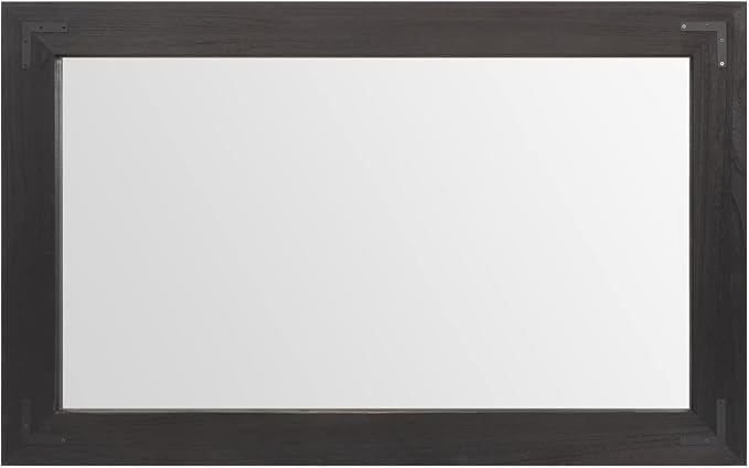 YOSHOOT Rustic Wooden Framed Wall Mirror, Natural Wood Bathroom Vanity Mirror for Farmhouse Decor, Vertical or Horizontal Hanging, 60" x 30", Black