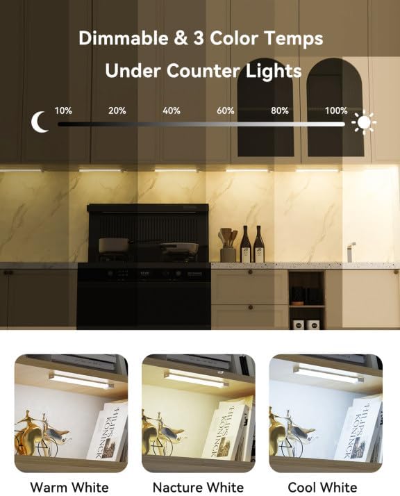 12-Pack 12-Inch Under Cabinet Lighting with 2 charging station Rechargeable Motion Sensor Light Indoor 3 Color Dimmable Closet Light,USB Stick LED Magnetic Under Counter Lights for Kitchen Stair