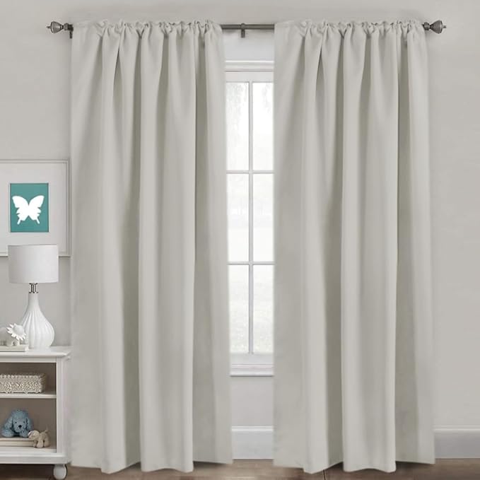 H.VERSAILTEX Blackout Curtains Thermal Insulated Window Treatment Panels Room Darkening Blackout Drapes for Living Room Back Tab/Rod Pocket Bedroom Draperies (2 Panels, Pale Oak, 52 x 96 Inch)