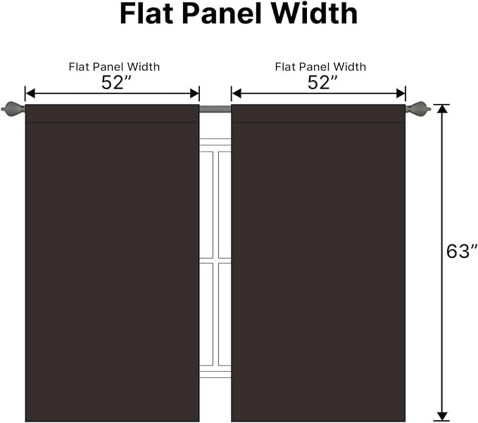 H.VERSAILTEX Blackout Curtains Thermal Insulated Window Treatment Panels Room Darkening Blackout Drapes for Living Room Back Tab/Rod Pocket Bedroom Draperies, 52 x 63 Inch, Chocolate Brown, 2 Panels