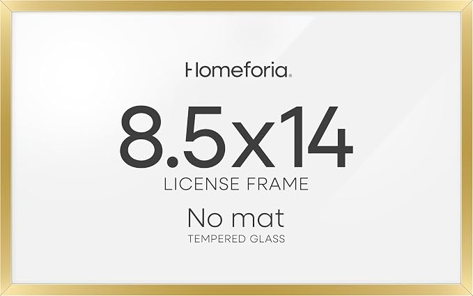 Homeforia 8.5x14 Marriage License Frame Gold, High End Metal 8.5 x 14 Marriage Certificate Frames, 8.5by14 Picture Frame for Wall & Tabletop, 8.5 by 14 Photo Frames, Tempered Glass, Wall Kit, Set of 3