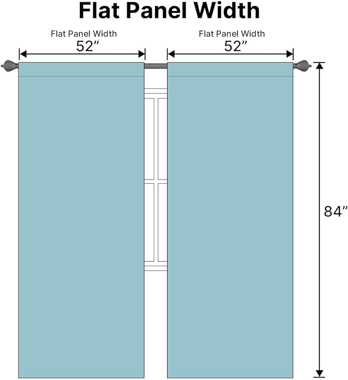 H.VERSAILTEX Blackout Curtains Thermal Insulated Window Treatment Panels Room Darkening Blackout Drapes for Living Room Back Tab/Rod Pocket Bedroom Draperies, 52 x 84 Inch, Solid Aqua, 2 Panels
