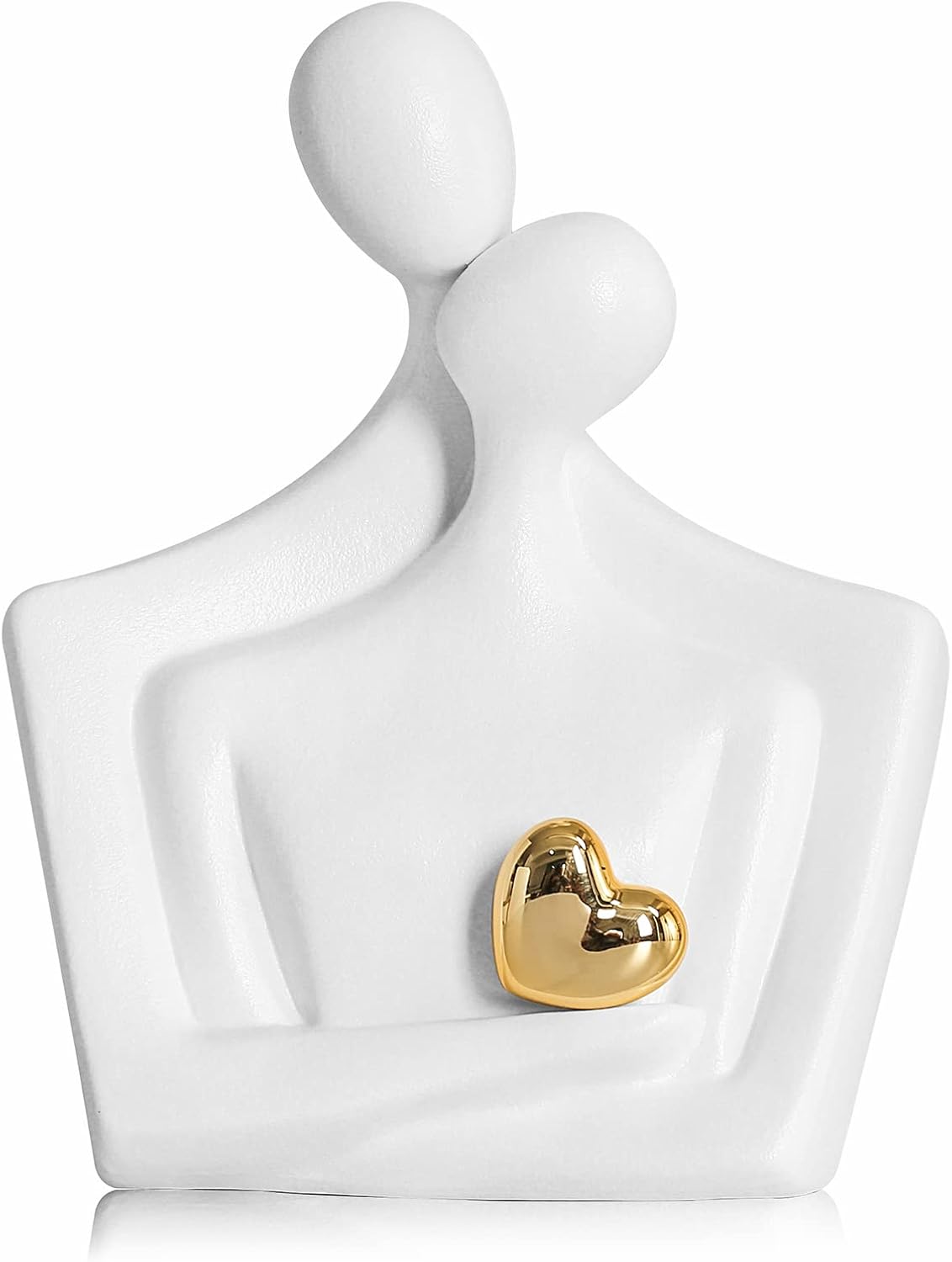 Porcelain Romantic Couple Figurines Statue White Aesthetic Decorations Hugging Couple Sculptures - Modern Ceramic Sculpture Home Accents for Living Room Bedroom Coffee Table, Desktop, Bookshelf