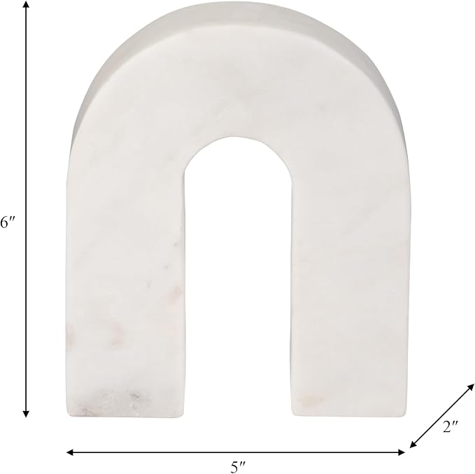 Sagebrook Home Marble Horseshoe Tabletop Decor White, Contemporary, 5" L x 2" W x 6" H