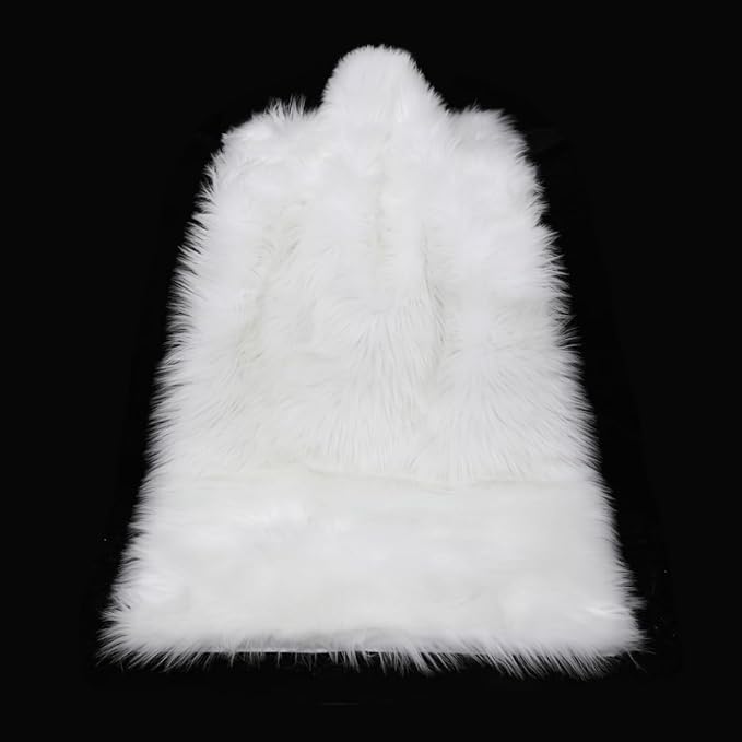 White Faux Fur Rug Fluffy Sheepskin Area Rug,2x4 Ft Ultra Soft Shaggy Plush Rug for Bedroom Bedside Living Room Nursery Kids Room