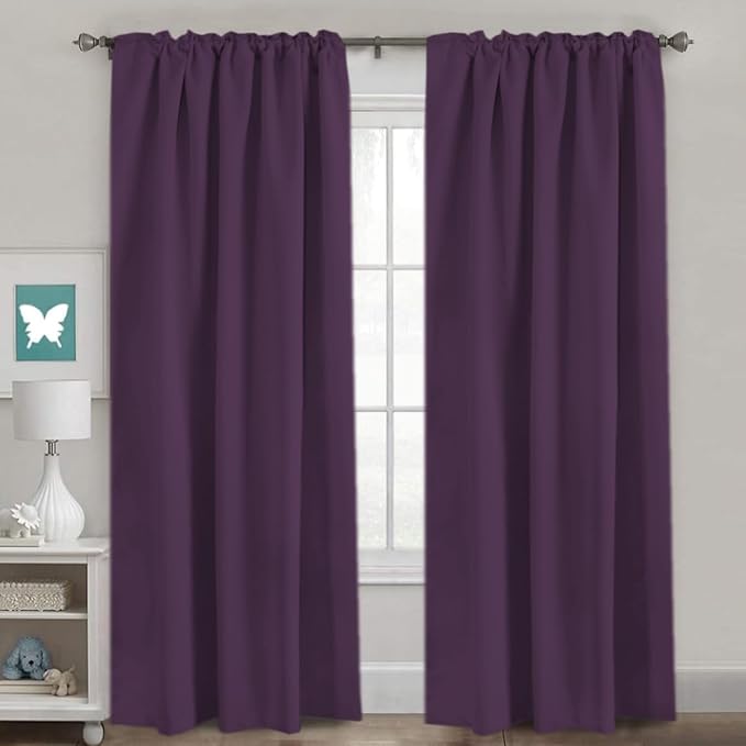 H.VERSAILTEX Blackout Curtains Thermal Insulated Window Treatment Panels Room Darkening Blackout Drapes for Living Room Back Tab/Rod Pocket Bedroom Draperies, 52 x 96 Inch, Plum Purple, 2 Panels