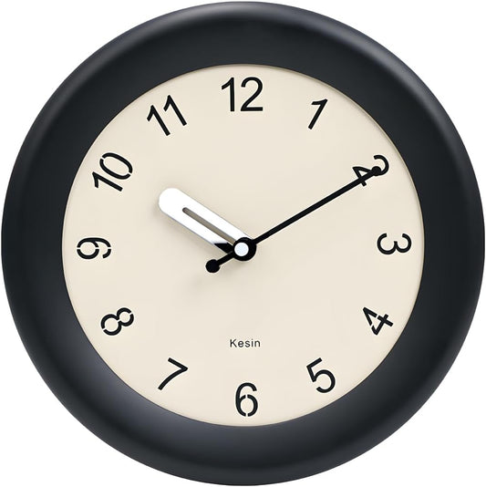 Kesin Wooden Wall Clock 12 Inch Silent Non Ticking Wall Clocks Battery Operated Simple Modern Small Analog Clocks Decorative for Kitchen, Living Room, Home,Bedroom, Office (Black)