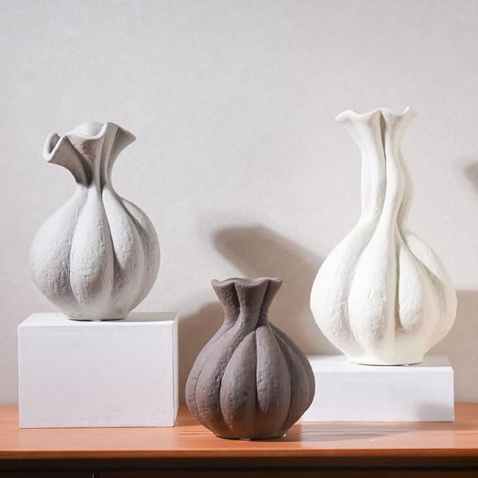 Wabi-Sabi Style Ceramic Vase, Entryway Showroom, TV Cabinet Flower Arrangement Vessel, Home Decor Ornaments, Soft Furnishing Accessories (Beige)