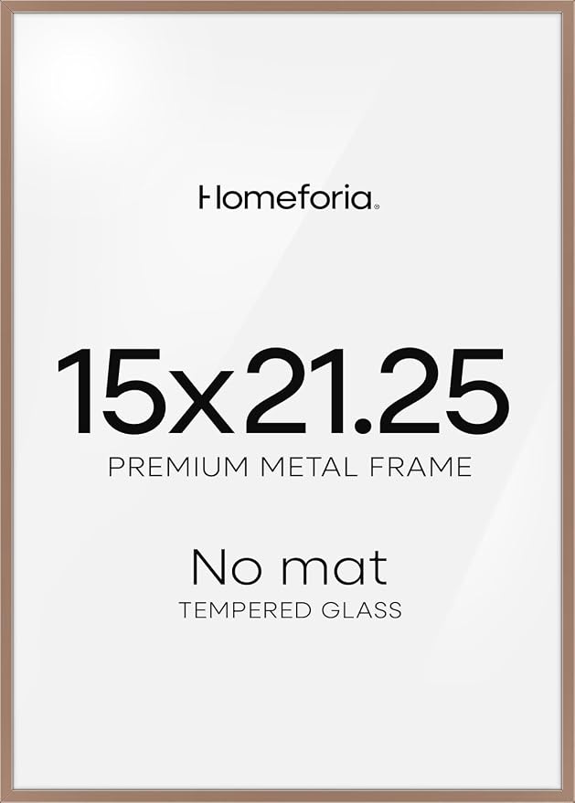 Homeforia 15x21.25 Mocha Puzzle Frame, High End Metal 15 x 21.25 Picture Frames without Mat, 21.25x15 Thin Mocha Poster Frames for Wall, 15by21.25 Puzzle Photo Frames, Tempered Glass, Wall Kit, Set of 1