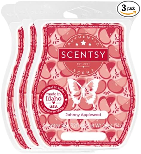 Johnny Appleseed, Wickless Candle Tart Warmer Wax 3.2 Oz Bar, 3-Pack (3)