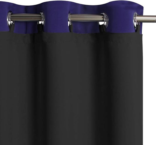 KGORGE 100% Blackout Liners for Curtains - Sun Blocking Window Liner for 84 inches Curtains, Bedroom Drapes Panels Full Light Block, Free Rings Included (2 Panels, Width 50" x Length 80", Black)