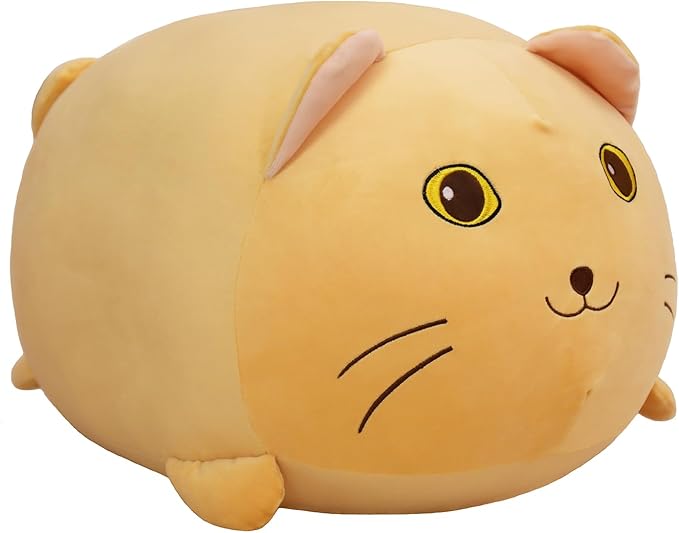 YESGIRL 20 inch Super Soft Cat Plush Pillow, Adorable Stuffed Animal Toy, Chubby Kawaii Cat Plushie for Boys Girls, Cute Room Decor Fat Animals Pillow, Kids Gifts for Birthday,Valentine,Christmas