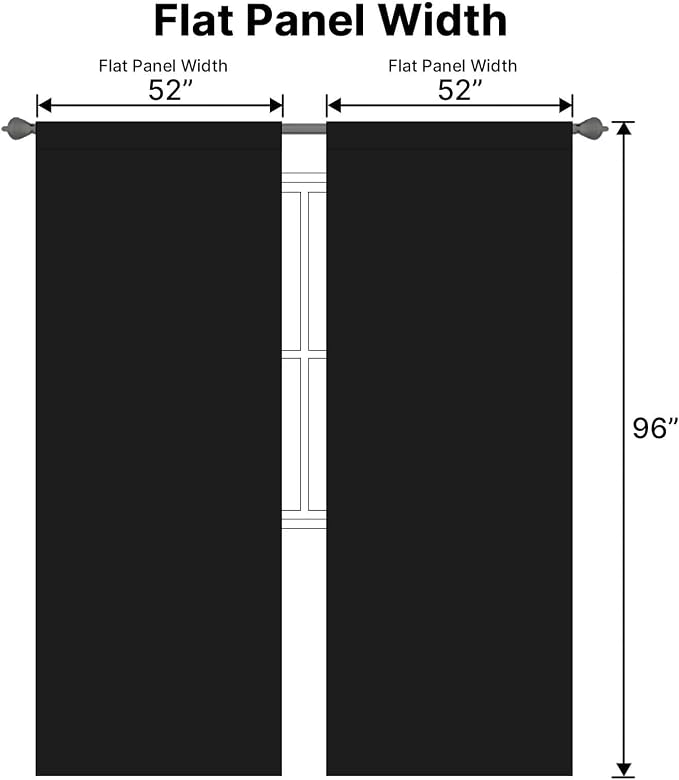 H.VERSAILTEX Blackout Curtains Thermal Insulated Window Treatment Panels Room Darkening Blackout Drapes for Living Room Back Tab/Rod Pocket Bedroom Draperies, 52 x 96 Inch, Black, 2 Panels