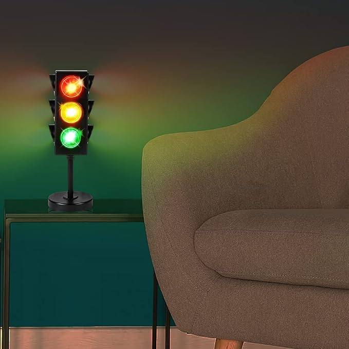 ArtCreativity Small Traffic Light Table Lamp for Kids, (Pack of 1), Bedside Lamp with Color Changing LEDs, Cool Nightlight for Girls and Boys, Decorative for Living Room, Bedroom, or Playroom