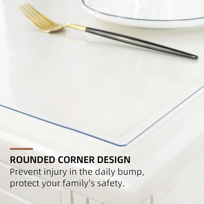 Warmstar Clear Rectangular Table Protector, 44 x 120 Inch, 1.5mm PVC, Desk & Dining Table Cover