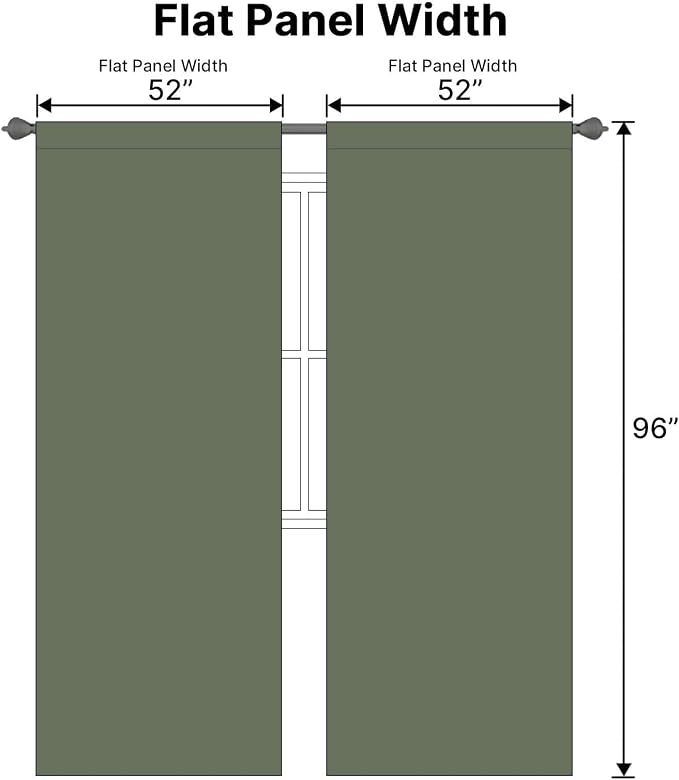 H.VERSAILTEX Blackout Curtains Thermal Insulated Window Treatment Panels Room Darkening Blackout Drapes for Living Room Back Tab/Rod Pocket Bedroom Draperies (2 Panels, Bronze Green, 52 x 96 Inch)