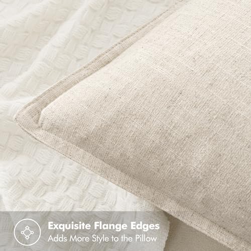 MIULEE Neutral Cream/Gray Boho Linen Pillow Covers 18x18 Inch Pack of 4 | Natural Decorative Throw Pillow Covers Soft Farmhouse Couch Pillowcases Modern Home Decors for Living Room Bed Sofa