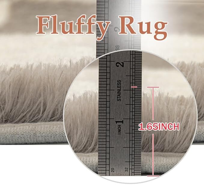 PureCozy Modern Rug 8x10 for Living Room, Grey Shag Rug Washable Non-Slip Large Area Rug Super Soft Indoor Fuzzy Carpet Fluffy Rugs for Bedroom Home Aesthetic Decor