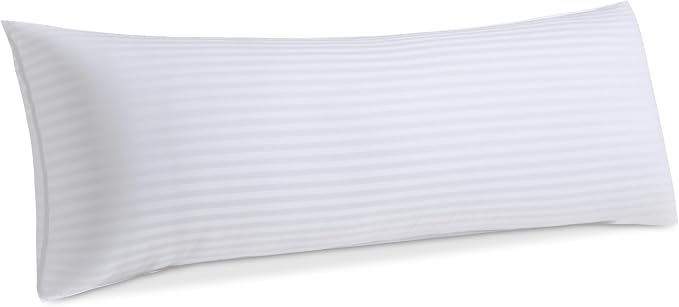 Oubonun Premium Striped Body Pillow, Breathable Cooling Cotton Cover, Soft and Fluffy 3D Down Alternative Microfiber Filled, Long Bed Pillow for Side Sleepers, 20"x54"