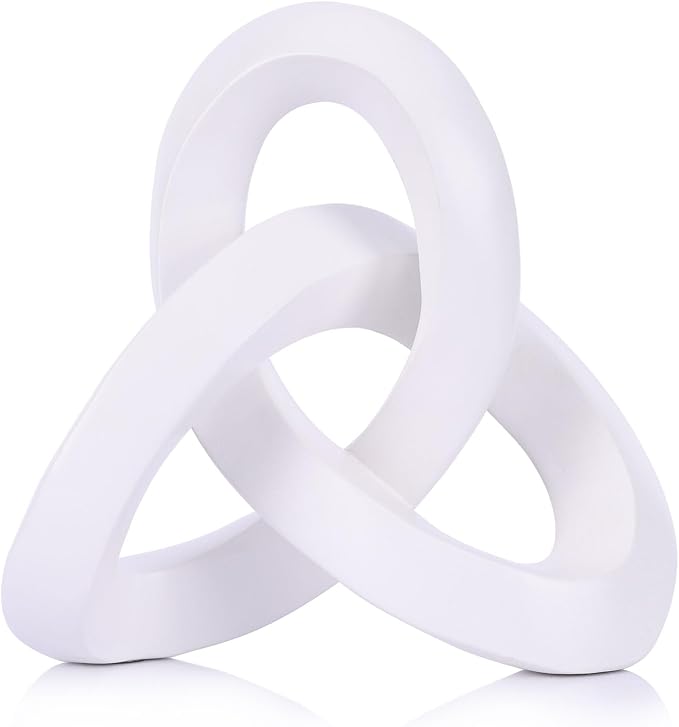 White Knot Decor Sculpture, Modern Abstract Resin Decorative Sculpture for Coffee Table Decor for Living Room, Bookshelf Decor, Entryway Table Sculptures, Office Decor for Shelves, White Home Decor