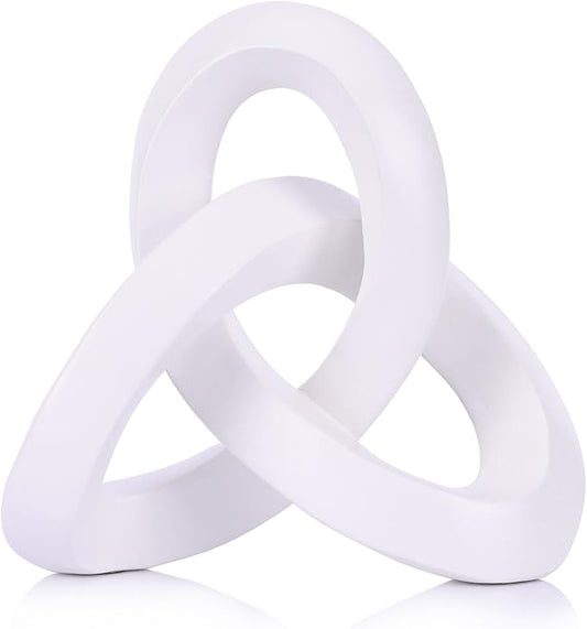 White Knot Decor Sculpture, Modern Abstract Resin Decorative Sculpture for Coffee Table Decor for Living Room, Bookshelf Decor, Entryway Table Sculptures, Office Decor for Shelves, White Home Decor